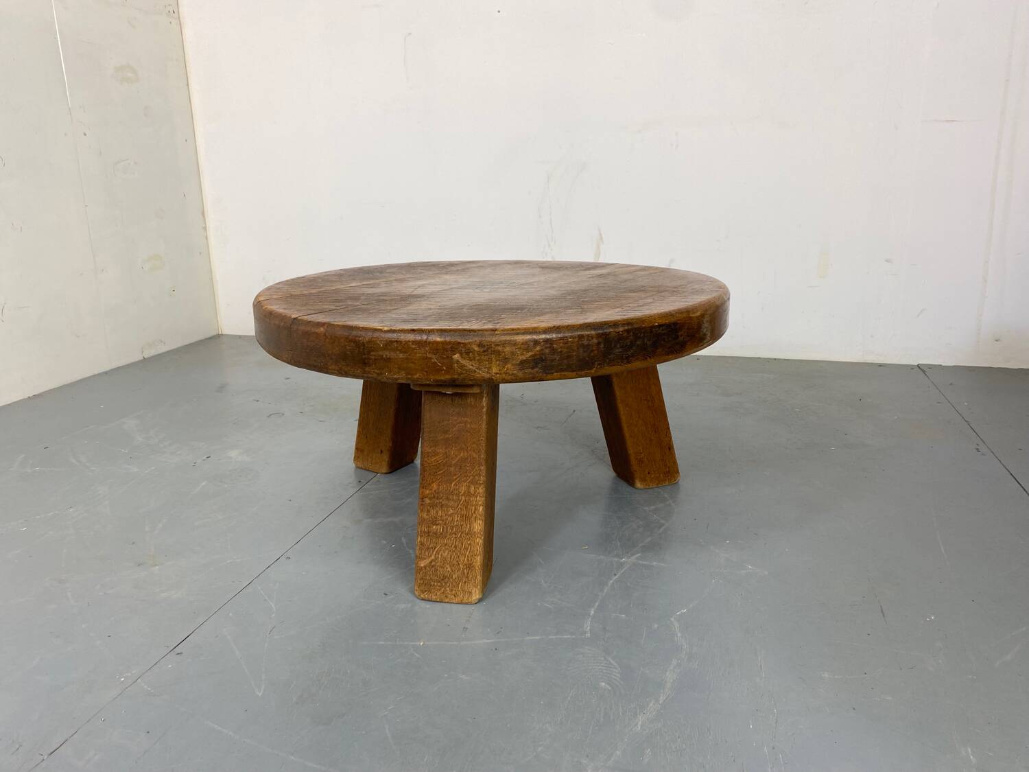 Vintage Brutalist Rustic Wabi-Sabi Oak Coffee Table, France, 1950s