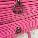 Vintage pink rattan chest of drawers