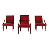 Empire‑Style Armchairs in Wood and Red Velvet, Belgium ca. 195
