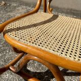 Thonet style rocking chair in bent beech wood and vintage canework