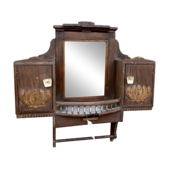 Teak barber mirror