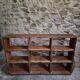 Old workshop shelf in French pine, industrial shoe cabinet, around 1900.