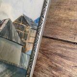 Watercolor 1920, silver carved wooden frame