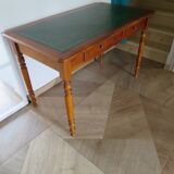 Minister's desk style L. Philippe – 2 drawers – cherry wood – faux leather desk mat