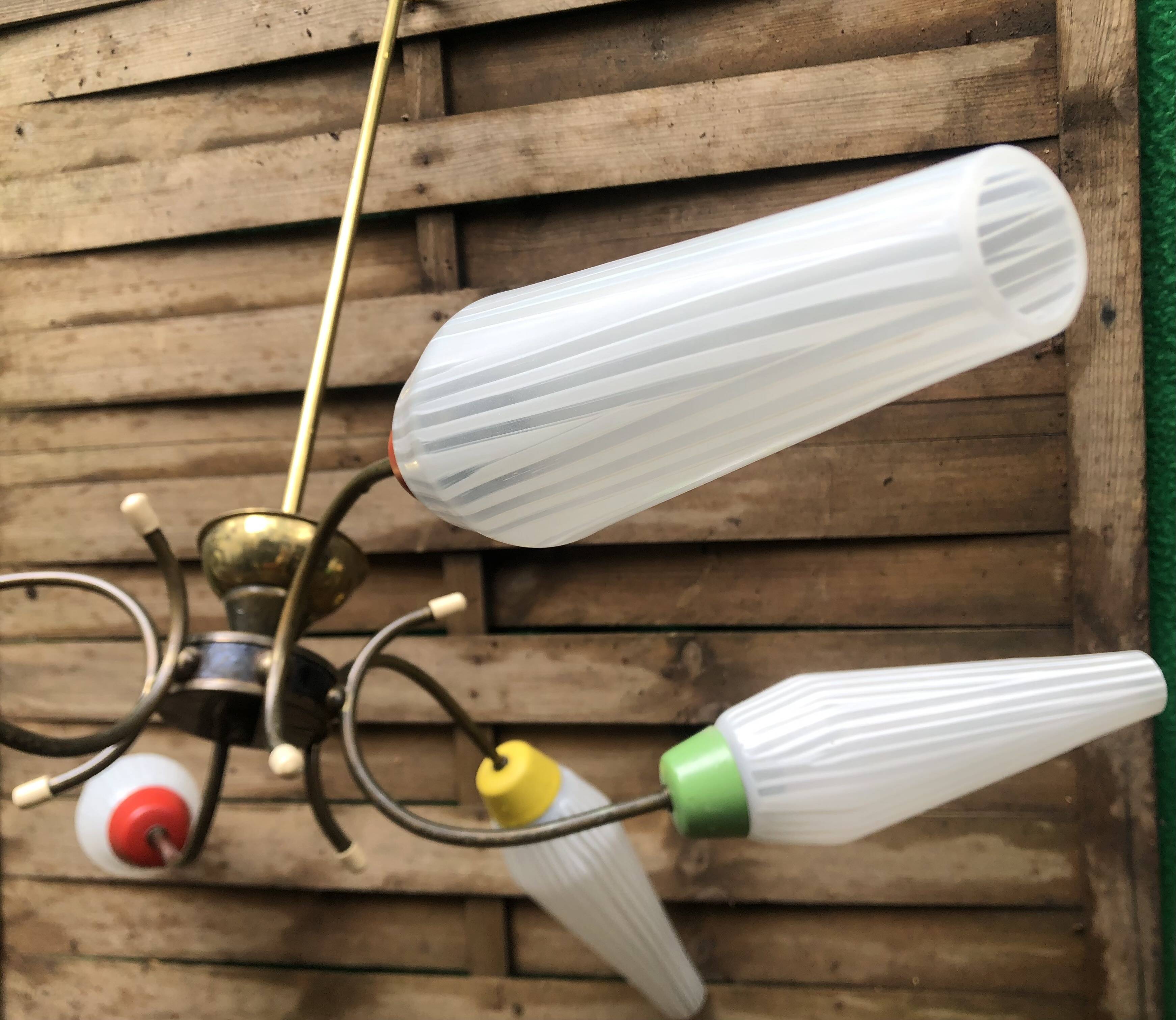 Vintage 6-arm pendant light from the 1960s