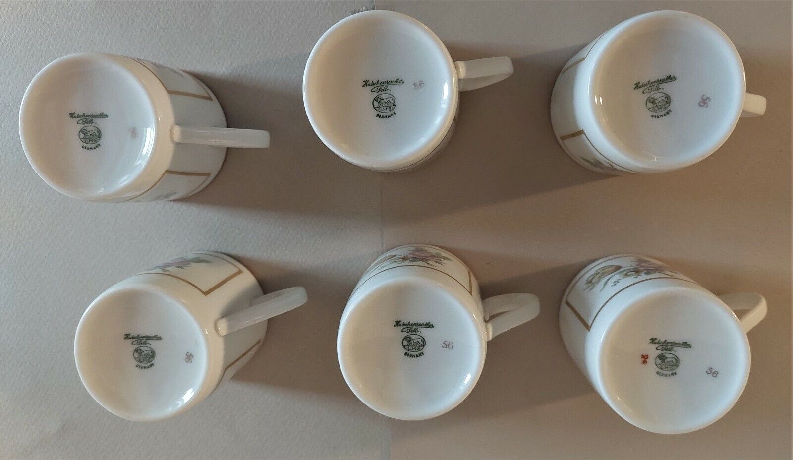 Cups series of six porcelain Hutschenreuther Selb Germany
