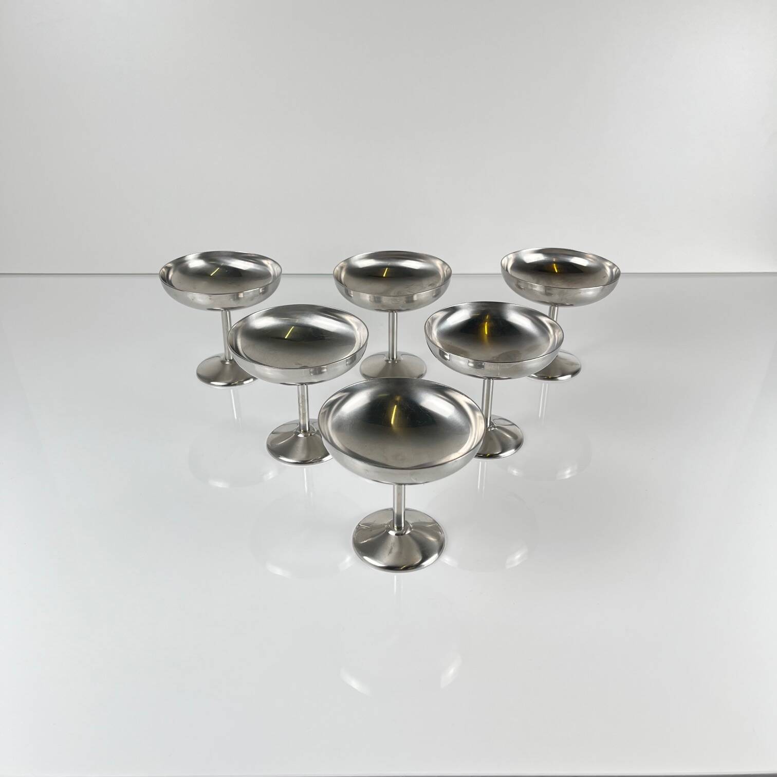Set de 6 coupe à glace / champagne en inox, Guy Degrenne