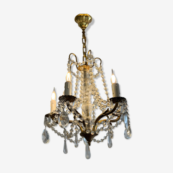 Bronze chandelier with crystal stamps