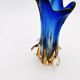 Murano Sommerso Vase Sculpture Chambord Model Blue Amber 26cm