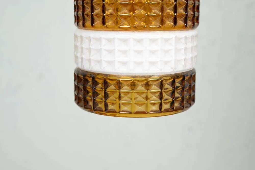 Vintage glass suspension, amber glass cylinder, pendant lamp.