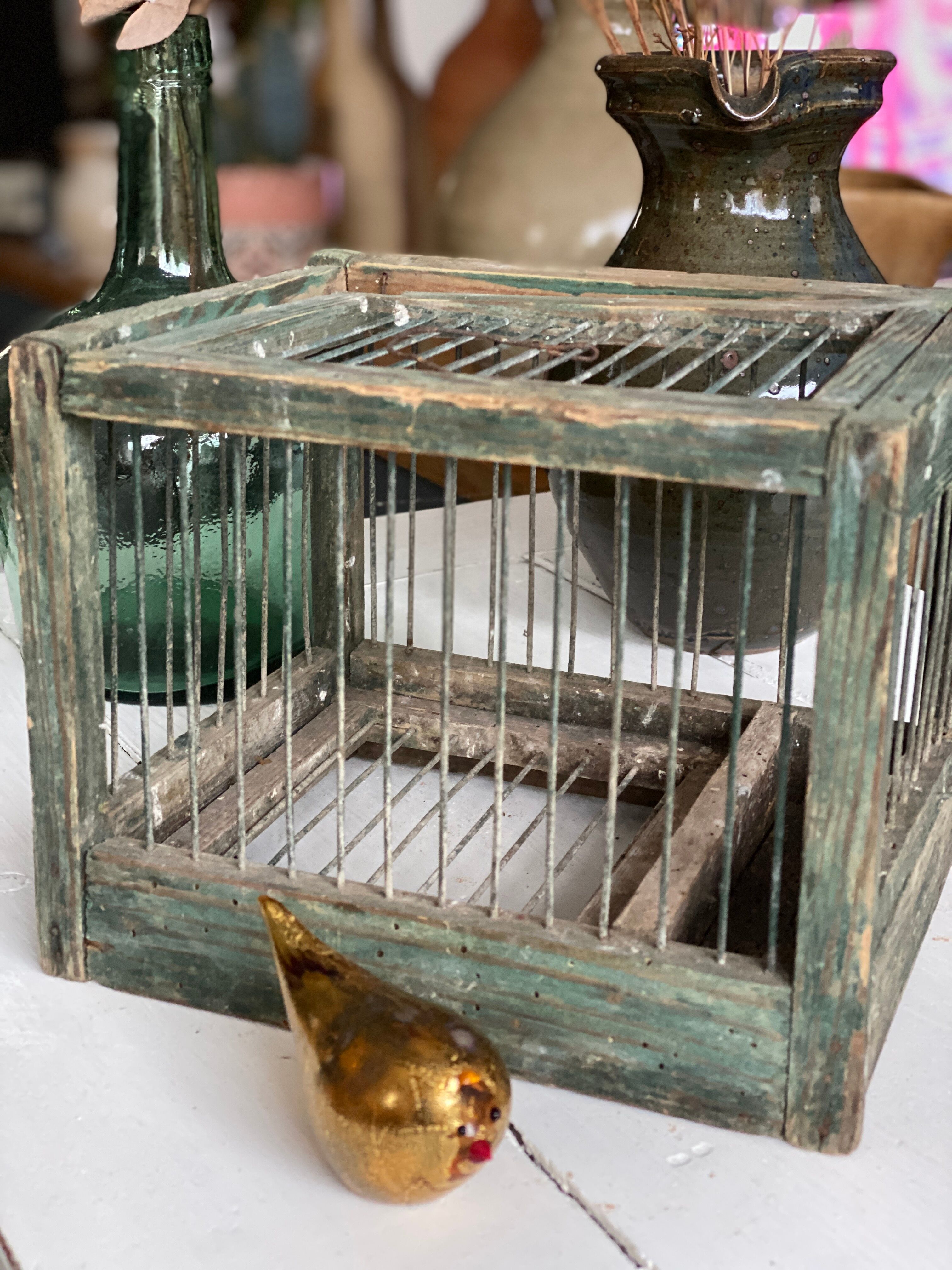 Cage à oiseaux en bois et acier