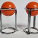 “Space Age” wall coat rack, two spherical coat hooks