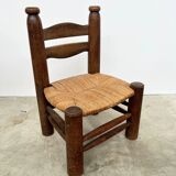 Dudouyt style straw-seated fireplace chair