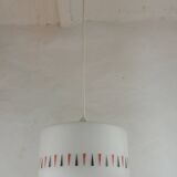 Vintage opaline glass pendant light with geometric design, 1960s Lunel style