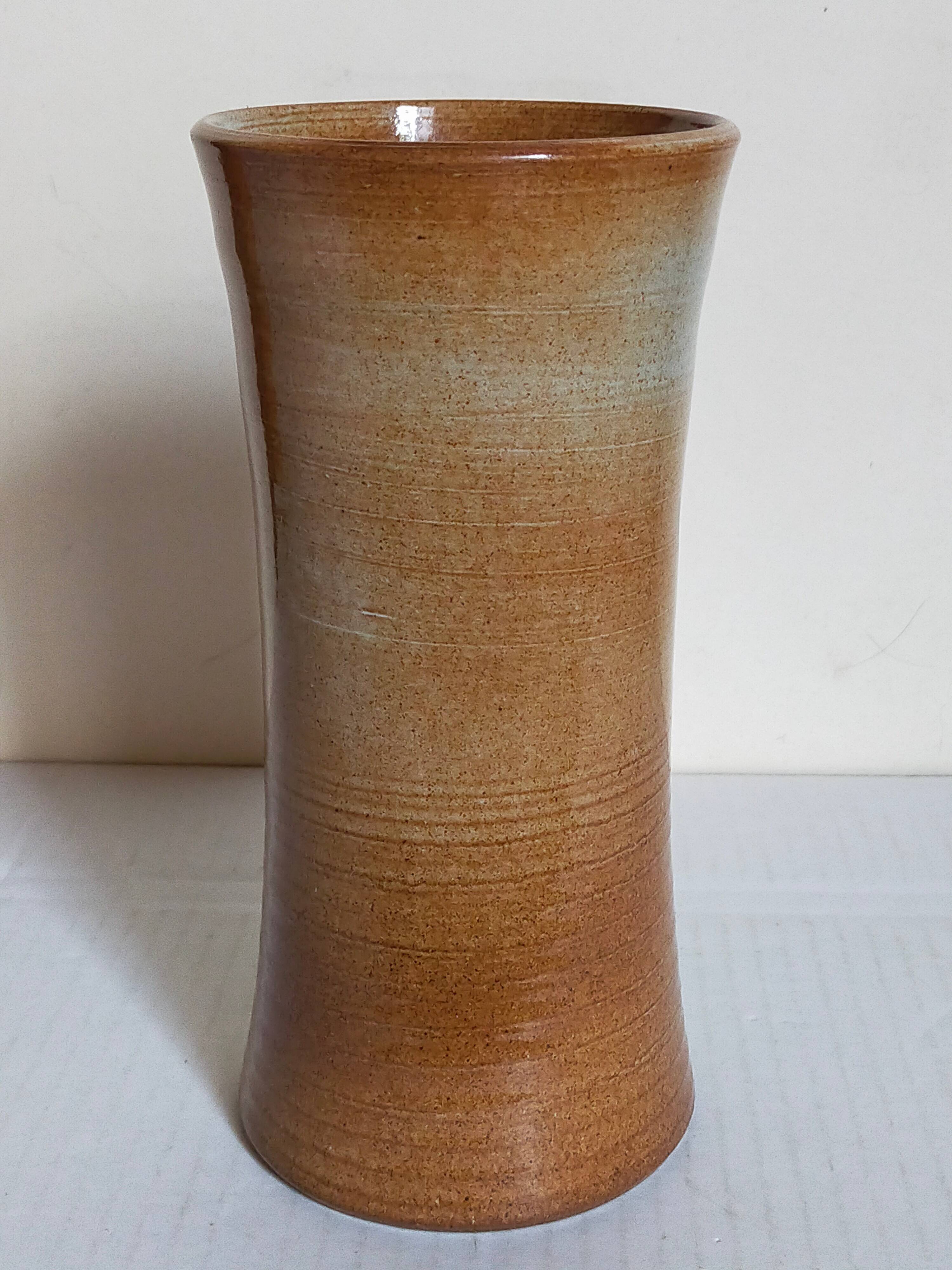 Vintage enameled stoneware potter's diabolo vase