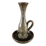 Vintage pyrite cave rat stoneware candlestick