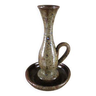 Vintage pyrite cave rat stoneware candlestick