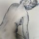 Charcoal drawing, study of a plaster statue of a woman, signed studio piece.