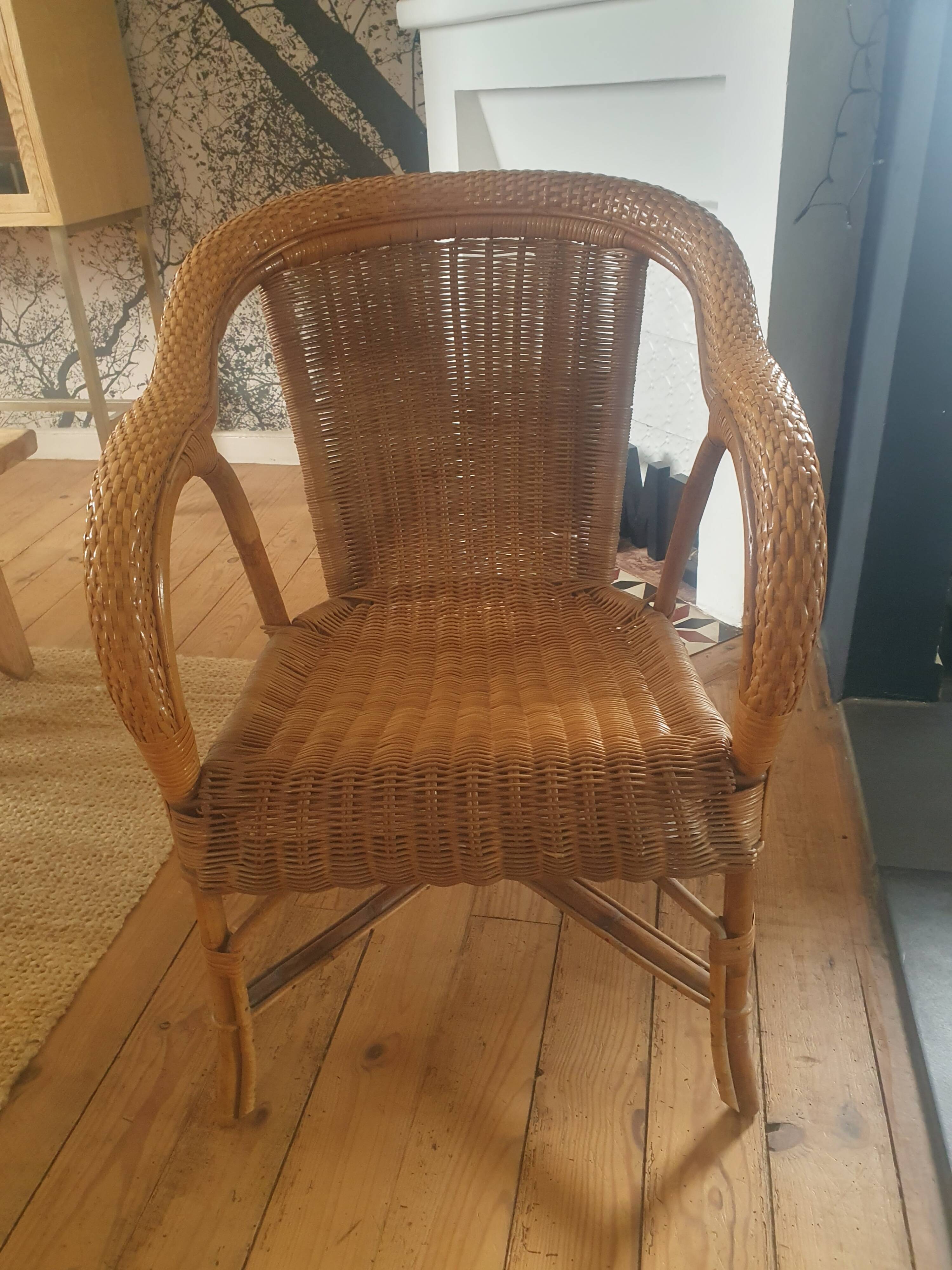 Vintage rattan chair by Belvisotti (famous Bordeaux brand)