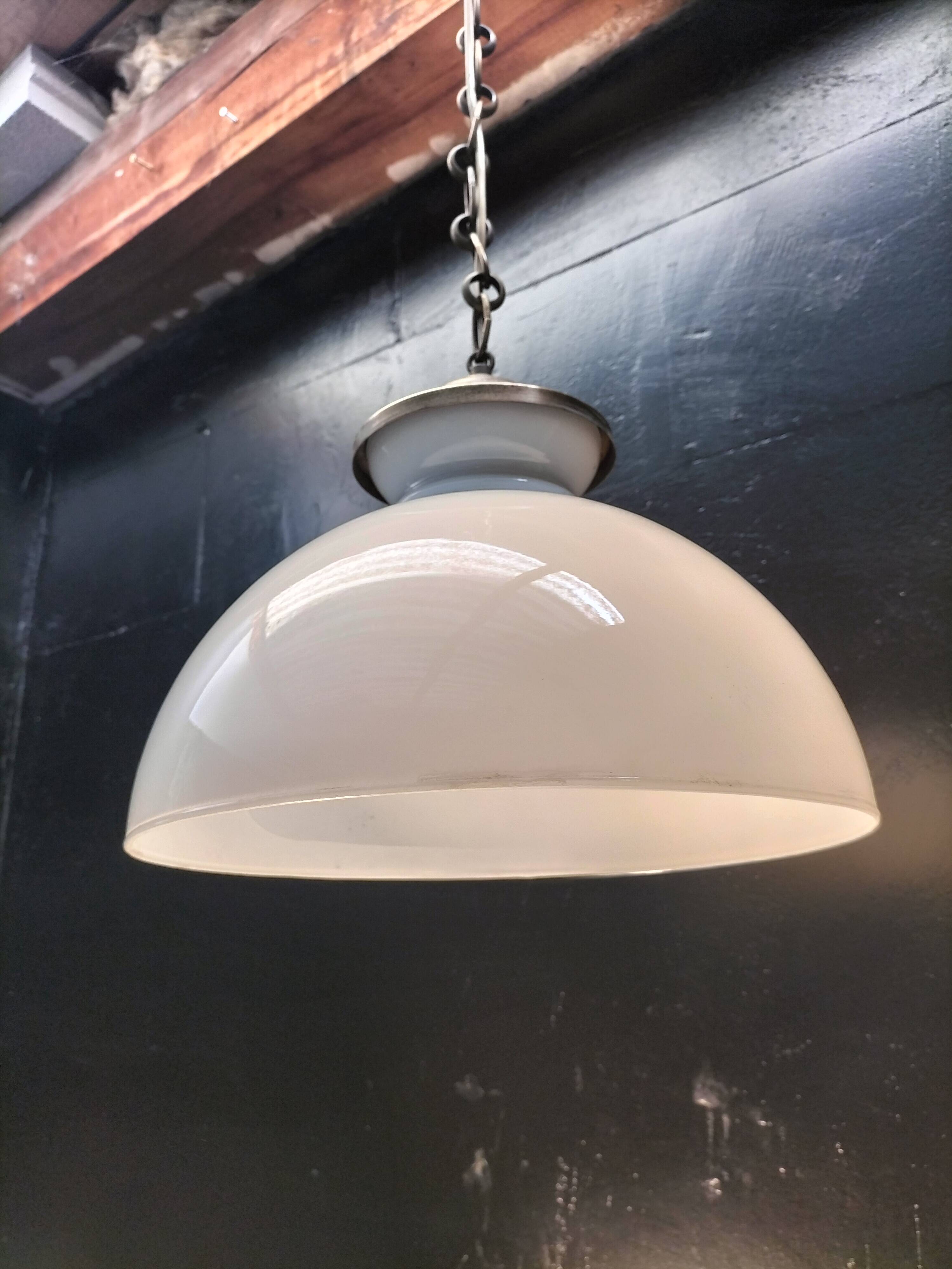 Large opaline pendant light