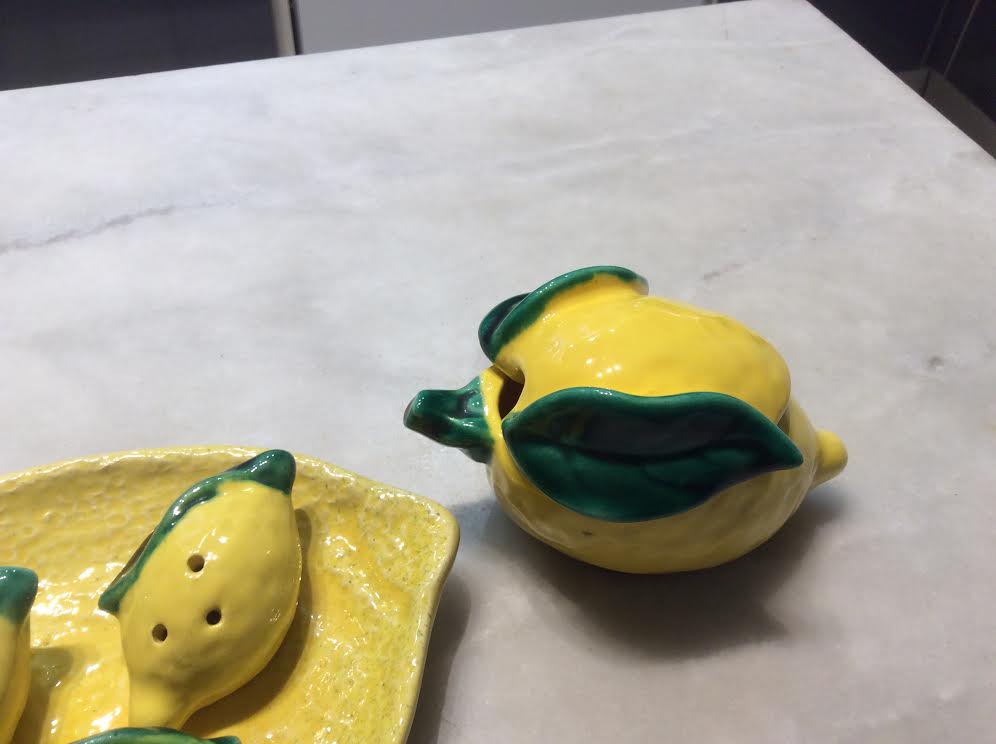 Leaf with salt and pepper shaker