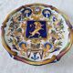 Magnificent antique French earthenware plate with shields signed Keller