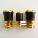 Former pair of theatre binoculars, opera B B Paris brass and leather