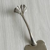 White metal cake server ginkgo