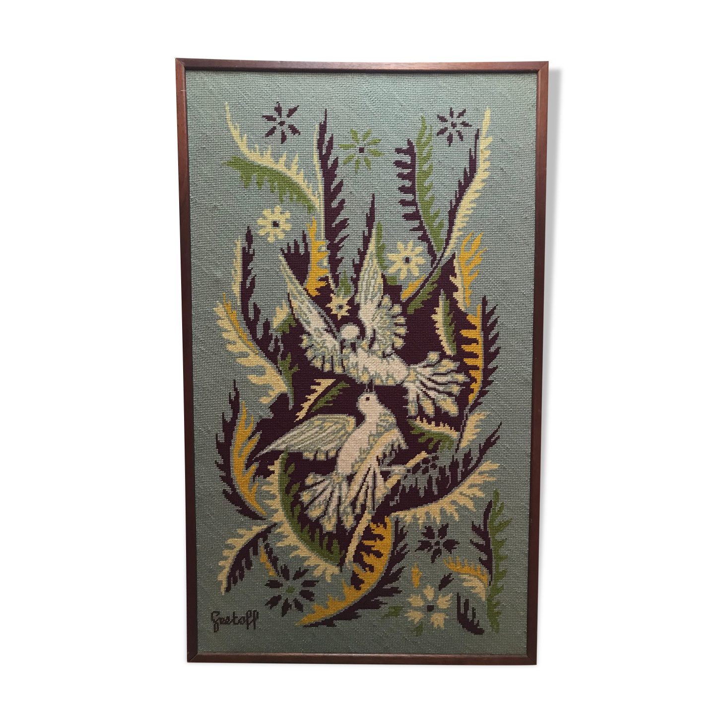 Tapestry the 2 pigeons E. Grekoff