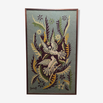 Tapestry the 2 pigeons E. Grekoff