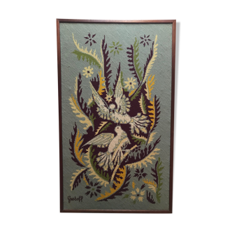 Tapestry the 2 pigeons E. Grekoff