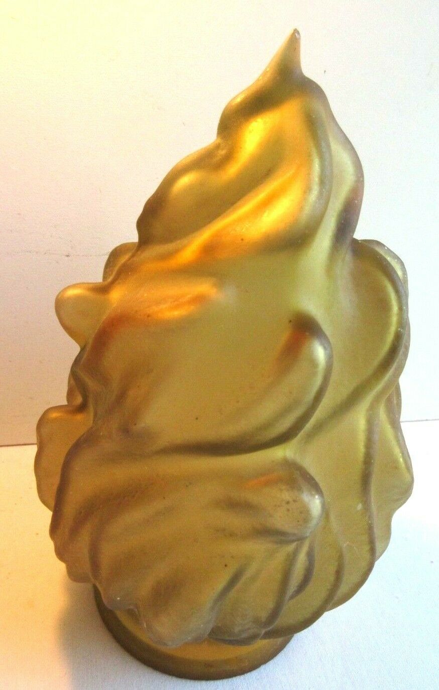 Tulip frosted amber glass, volute flame for lamp, torch H 20 cm and 8 cm