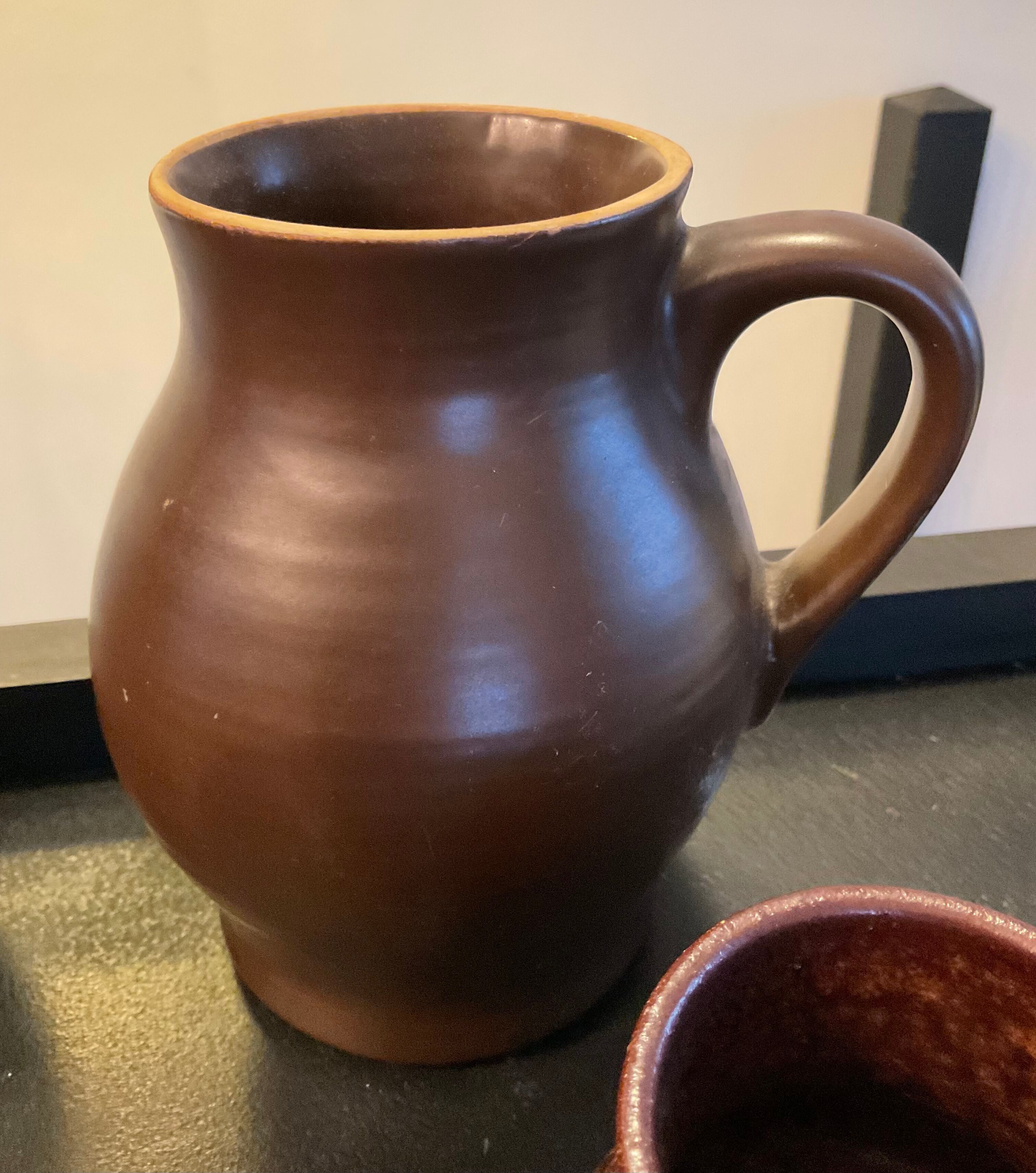 Series of 5 vintage brown ceramic vases