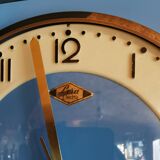 Vintage formica clock rectangular silent wall pendulum "Lora blue"