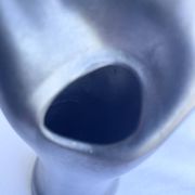 Single flower holder in shiny black ceramic, Vallauri spirit.