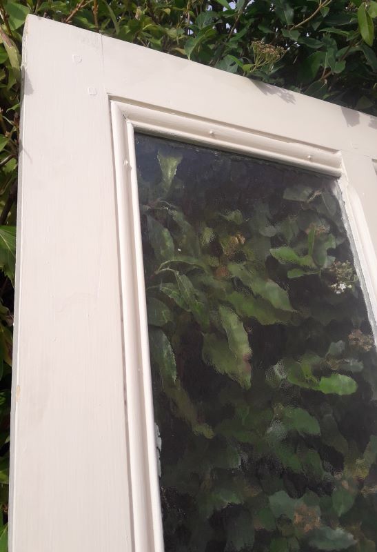 Old translucent glass communication door 82.5x214.2cm