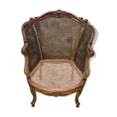 Gilded wood armchair and double canning