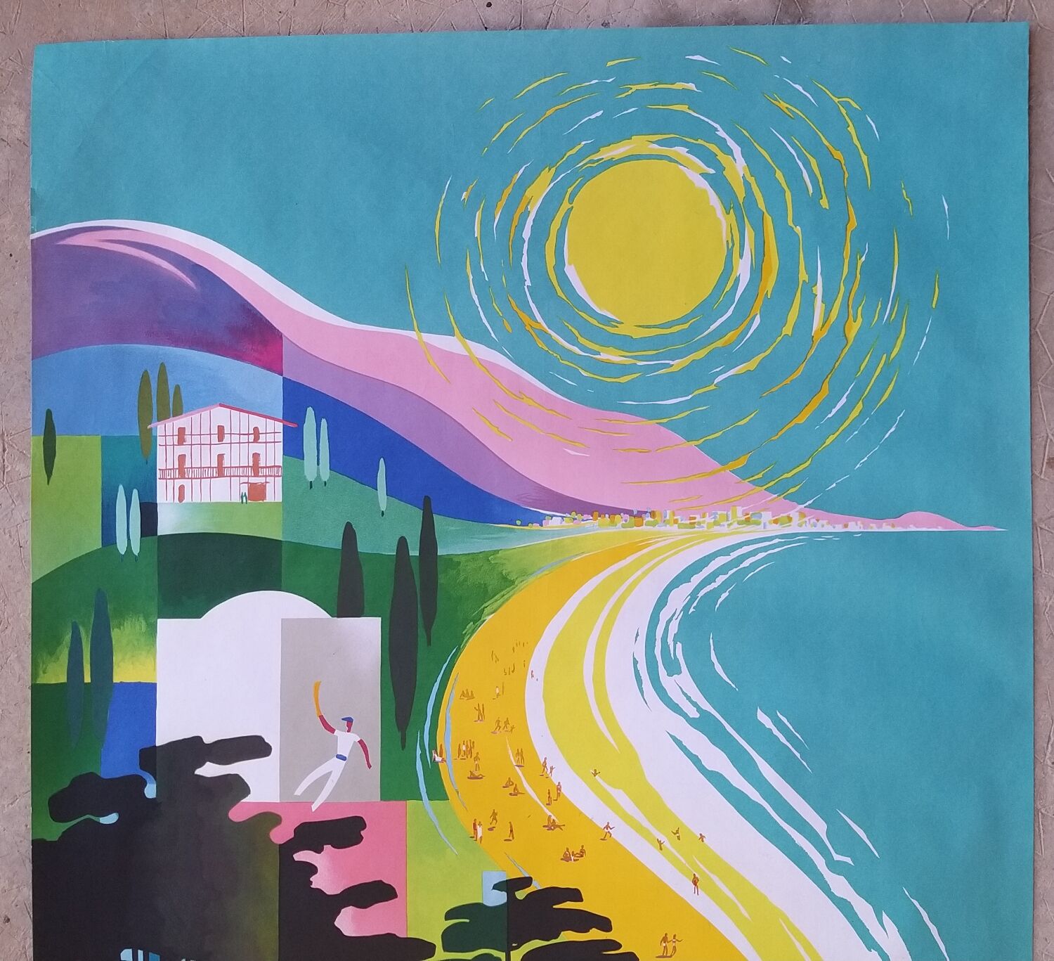 Old poster SNCF La Côte Basque J. Jacquelin 1964