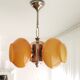 Vintage mid century modern 3-light orange glass chandelier