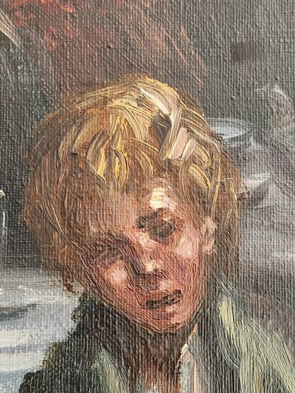 Nestor, peintre Espagnol du XXe siècle - Huile sur toile - Violoniste