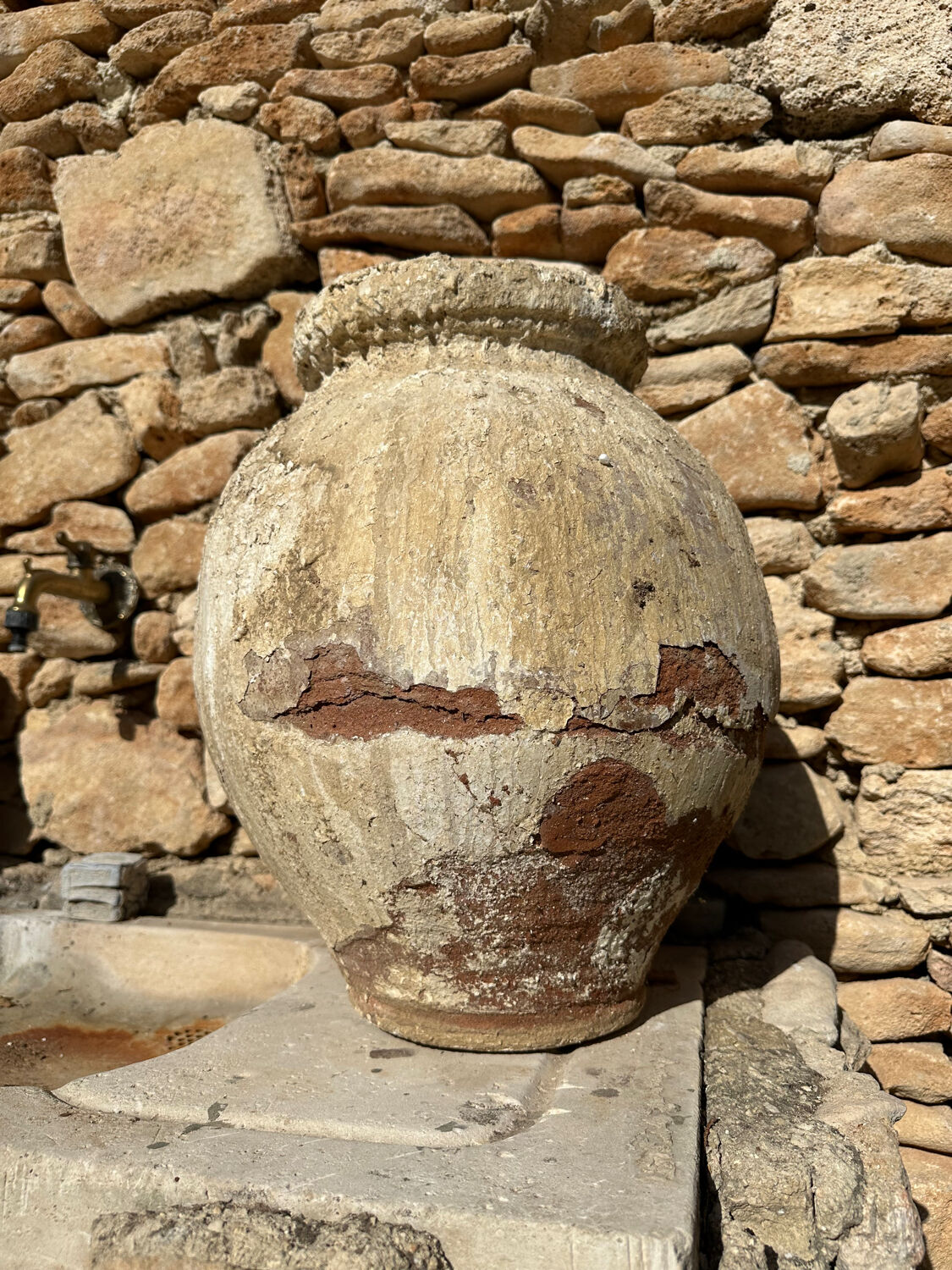 Ancient terracotta pottery jar from the 19th century