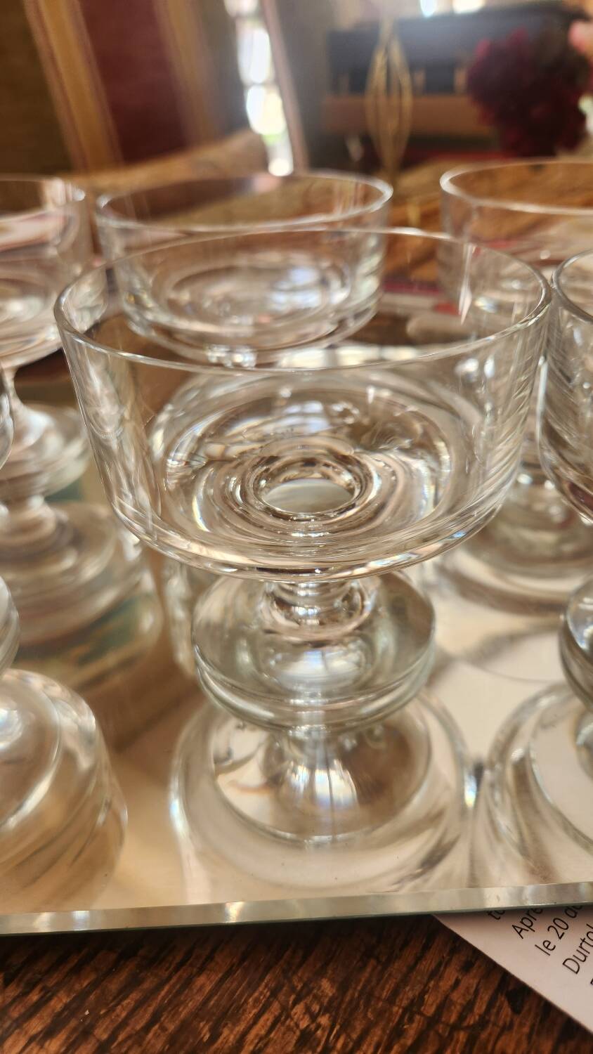 Baccarat crystal champagne coupes, (Haut-Brion model?)