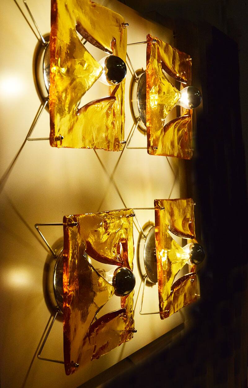 Mazzega Murano large wall sconce with 4 lights 1970s