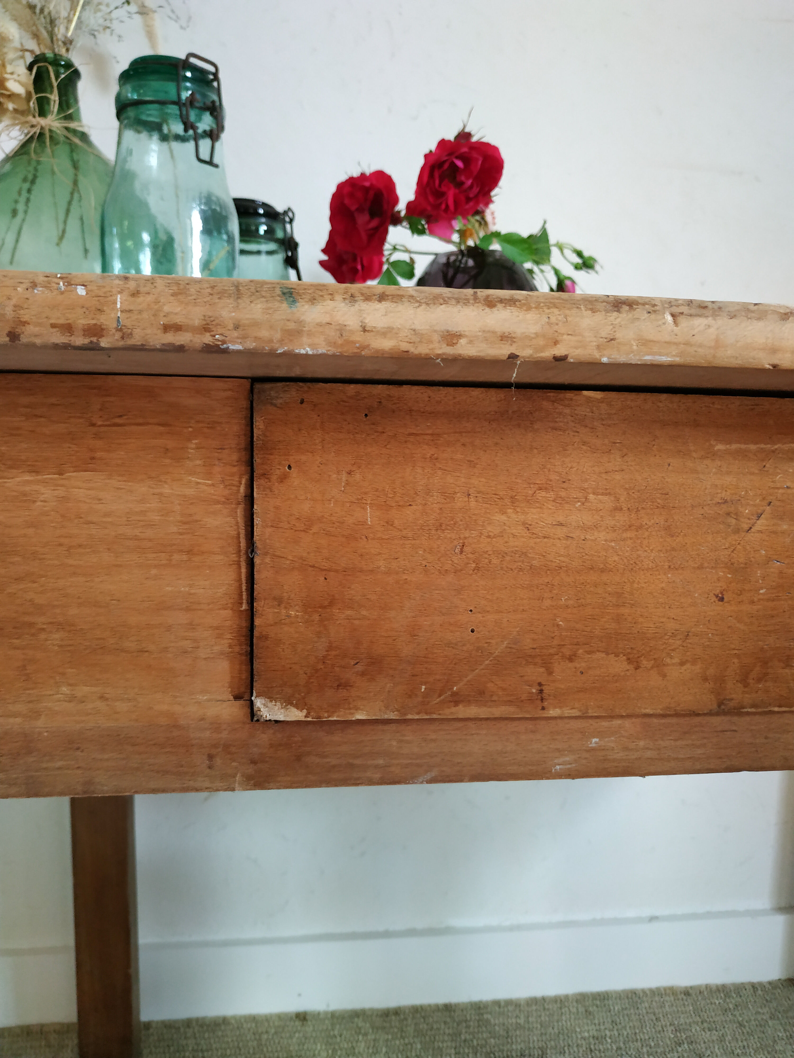 Old wooden farm table