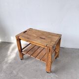 1980 pine wheeled console table
