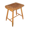 Tabouret rustique avec siège de herbiers, Pologne, années 1950