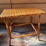 Small vintage rattan table