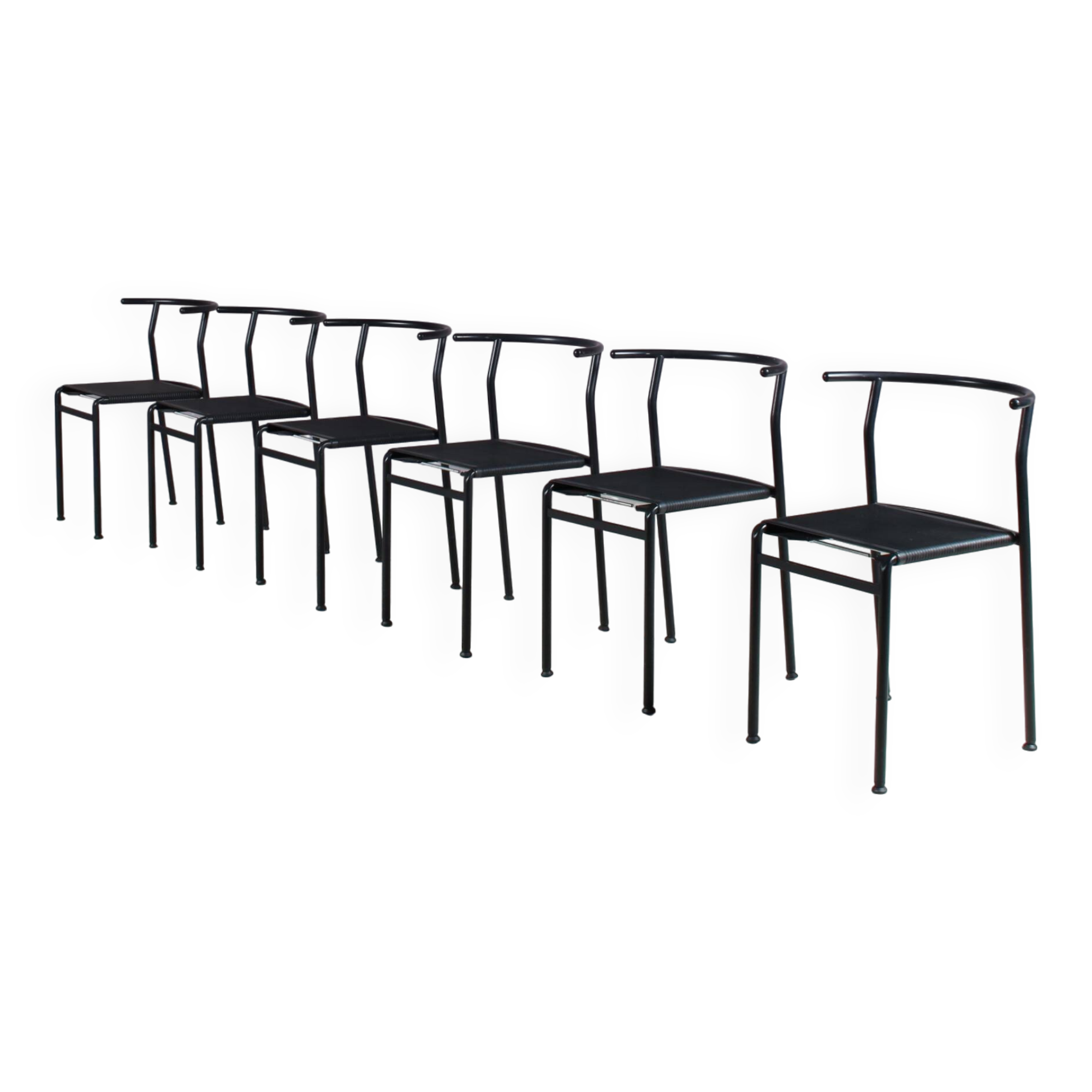 1980s Set of 6 “Café” dining chairs by Philippe Starck for Baleri, Italy