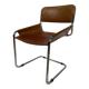 vintage dining room chair in cognac leather and chrome 1970s Italy