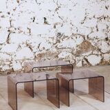 Smoked plexiglass nesting tables, 1970